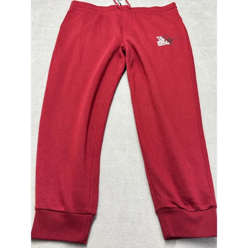 True Religion Hit Jogger Mens XXL Red Dahlia Graphic Fleece Sweatpants 108223